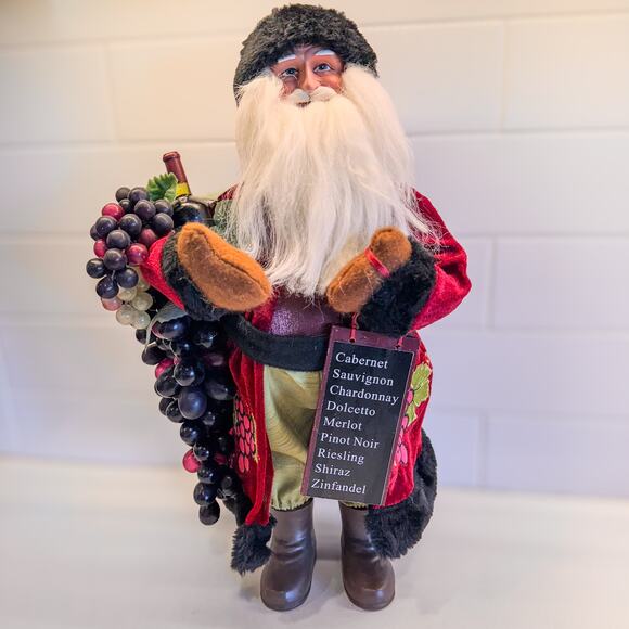 Gorgeous Vintage Napa Valley, Wine Loving, Wine Making Santa Claus Decor, 16”H - Picture 1 of 8